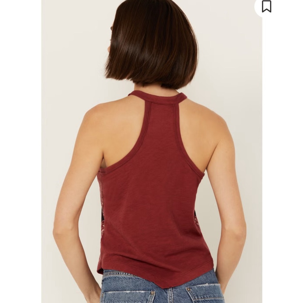 Shyanne Brick Red Bandana Print Western boho Halter Graphic Cotton Tank large - Picture 2 of 11